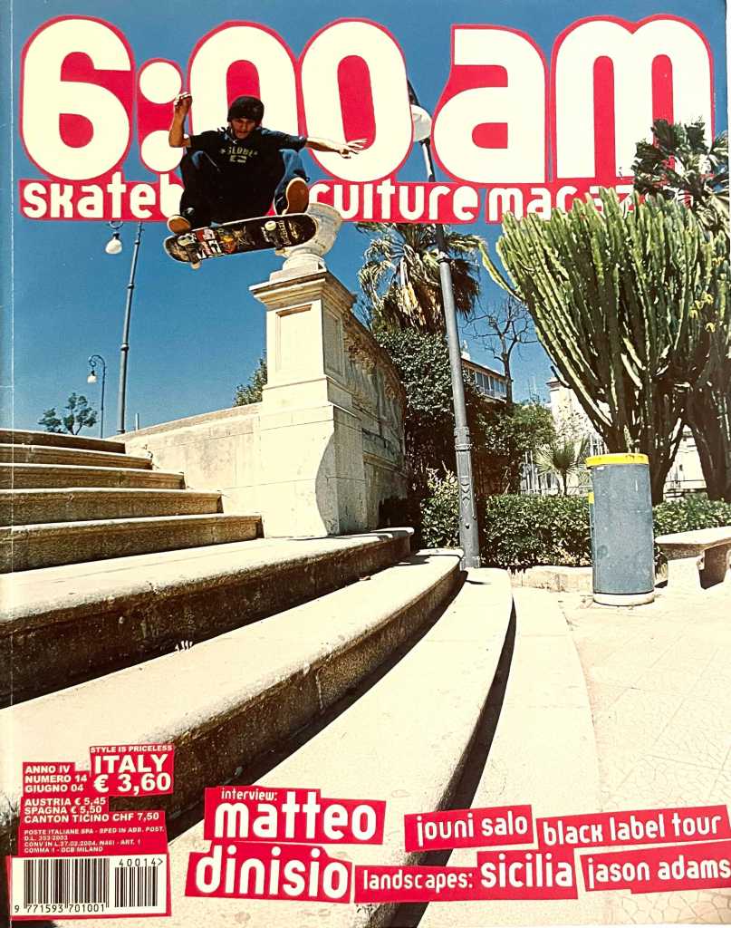 foto copertina rivista 6:00 am Fontane bianche con skater